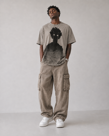 Male model wearing Zenitsu Agatsuma Demon Slayer vintage oversized T-shirt